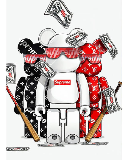 Pop Art Anime Bear Kaws Canvas Print: Modern, Vibrant Wall Decor