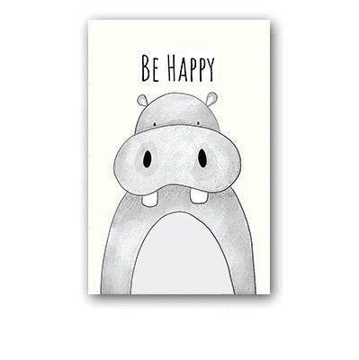 Positive Cartoon Animals Canvas Print - Uplifting Whimsical Art