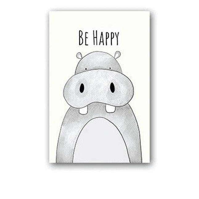 Positive Cartoon Animals Canvas Print - Uplifting Whimsical Art