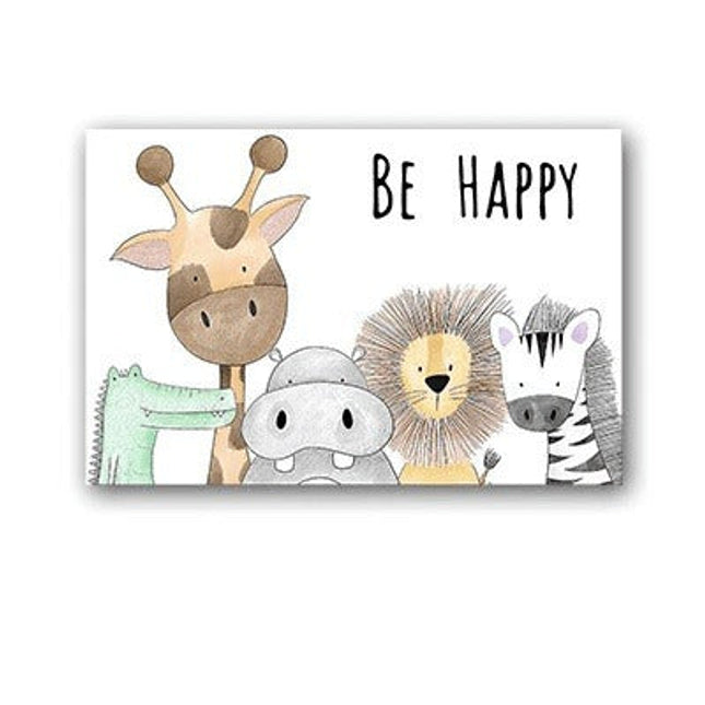 Positive Cartoon Animals Canvas Print - Uplifting Whimsical Art