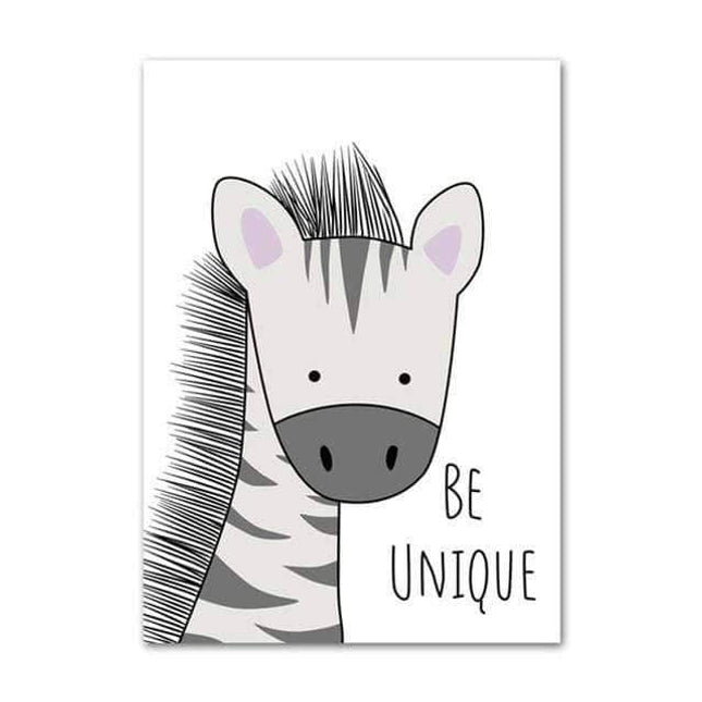 Positive Cartoon Animals Canvas Print - Uplifting Whimsical Art
