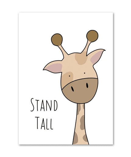 Positive Cartoon Animals Canvas Print - Uplifting Whimsical Art