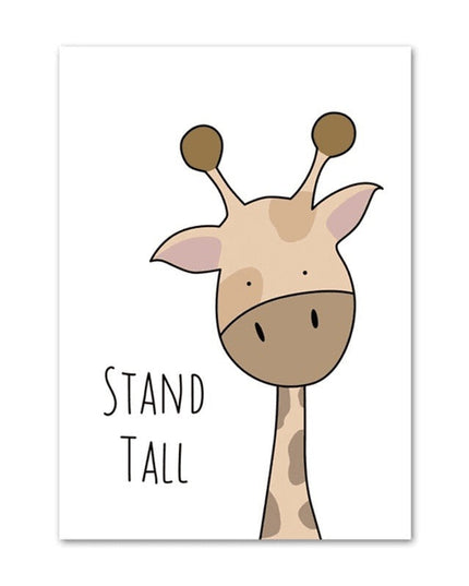 Positive Cartoon Animals Canvas Print - Uplifting Whimsical Art