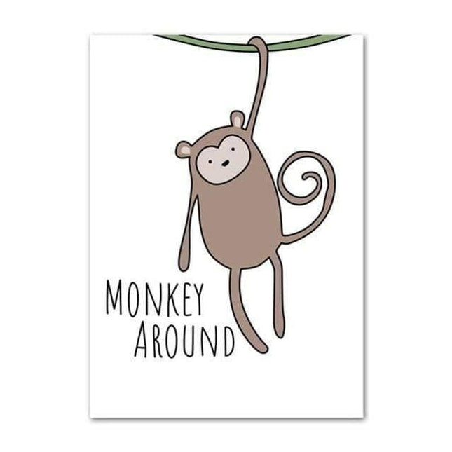 Positive Cartoon Animals Canvas Print - Uplifting Whimsical Art