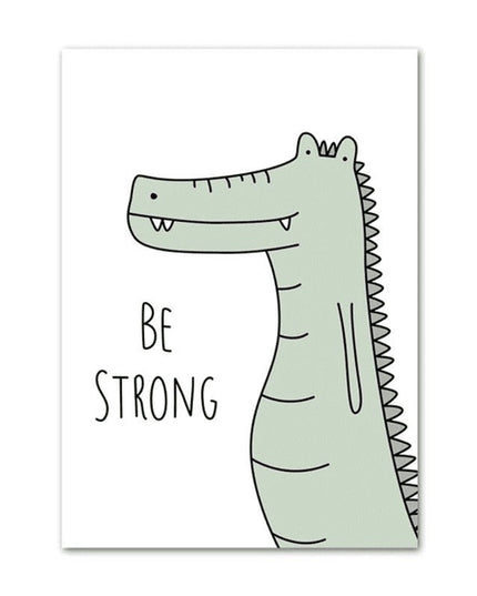 Positive Cartoon Animals Canvas Print - Uplifting Whimsical Art
