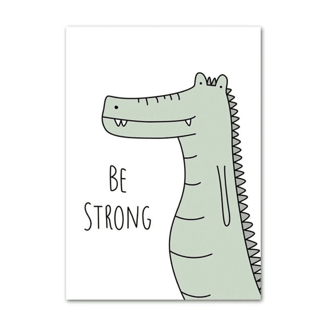 Positive Cartoon Animals Canvas Print - Uplifting Whimsical Art