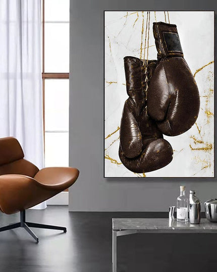Powerful Strikes: Boxing Gloves Modern Canvas Print Poster 