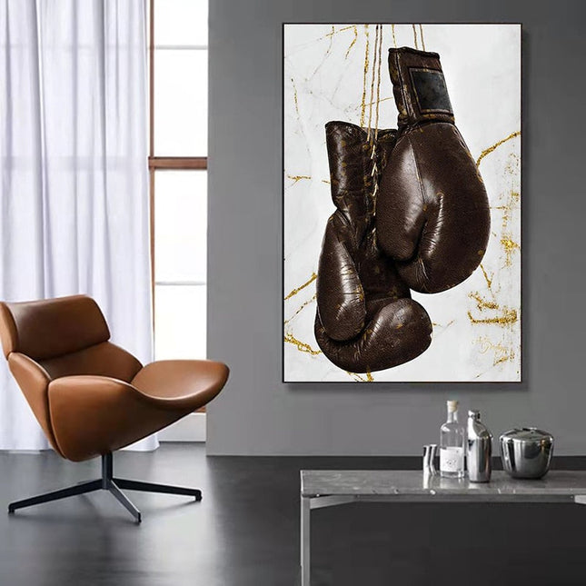 Powerful Strikes: Boxing Gloves Modern Canvas Print Poster 