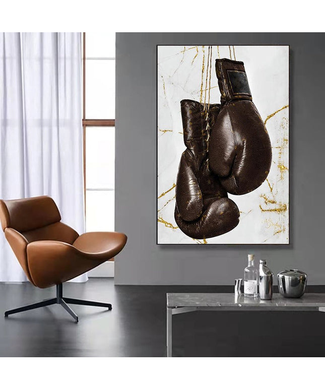 Powerful Strikes: Boxing Gloves Modern Canvas Print Poster 
