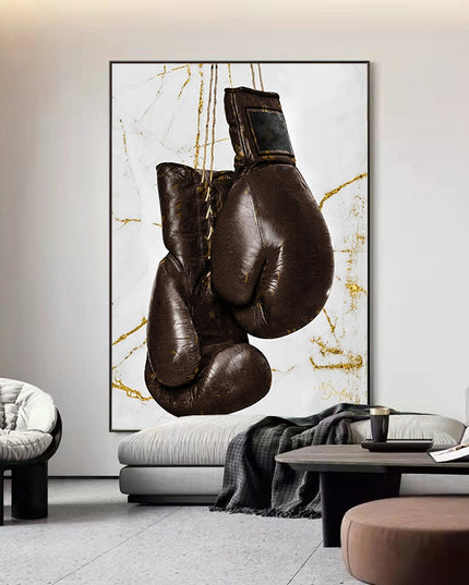 Powerful Strikes: Boxing Gloves Modern Canvas Print Poster 