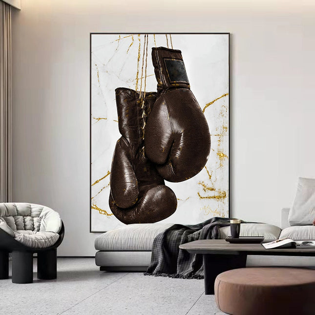 Powerful Strikes: Boxing Gloves Modern Canvas Print Poster 