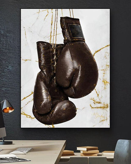 Powerful Strikes: Boxing Gloves Modern Canvas Print Poster 