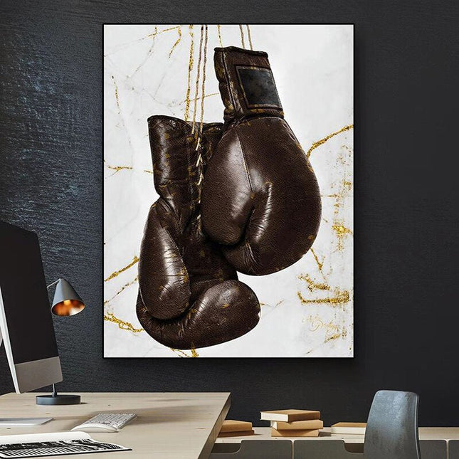Powerful Strikes: Boxing Gloves Modern Canvas Print Poster 