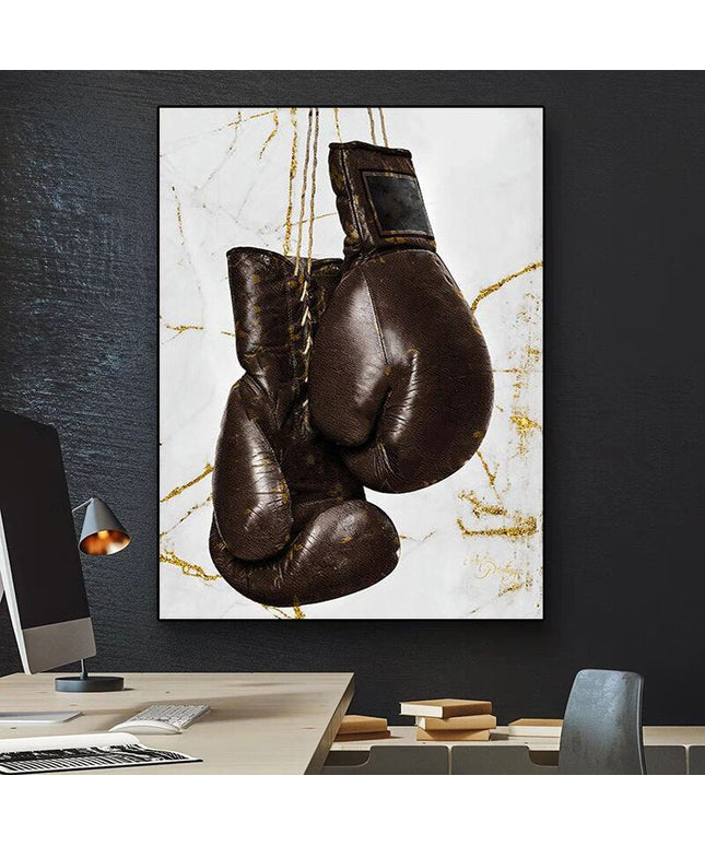Powerful Strikes: Boxing Gloves Modern Canvas Print Poster 