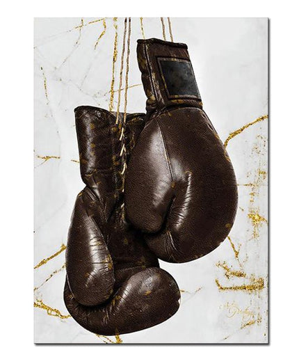 Powerful Strikes: Boxing Gloves Modern Canvas Print Poster 