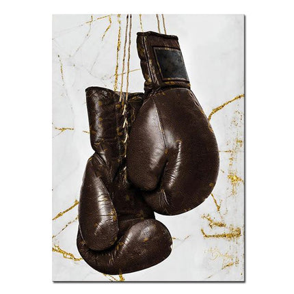 Powerful Strikes: Boxing Gloves Modern Canvas Print Poster 