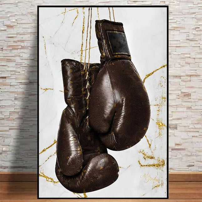 Powerful Strikes: Boxing Gloves Modern Canvas Print Poster 