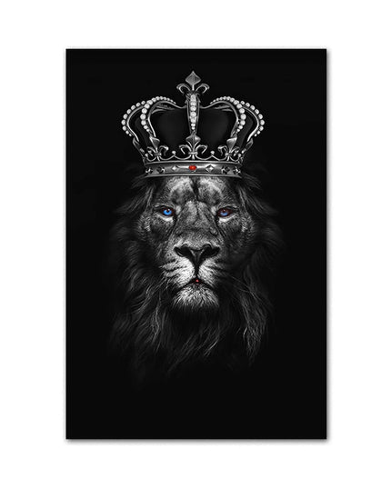 Regal Majesty: Lion King with Gold Crown Luxury Canvas Print 
