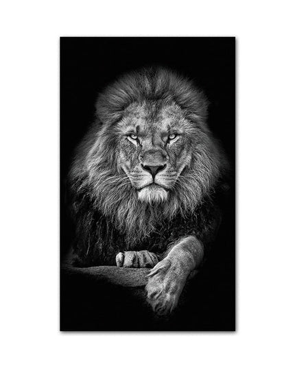 Regal Majesty: Lion King with Gold Crown Luxury Canvas Print 