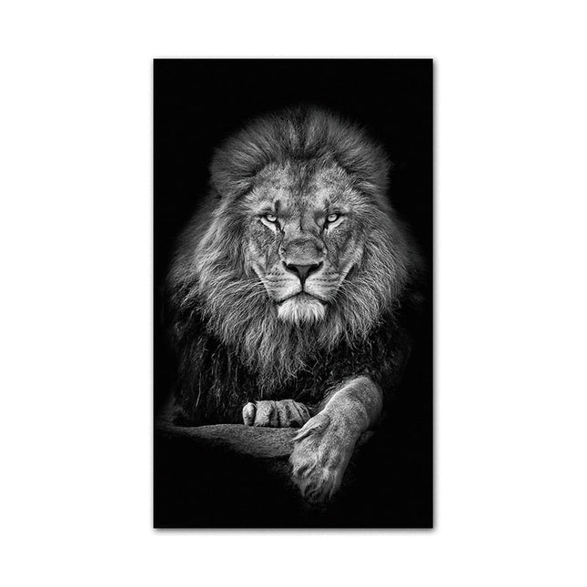 Regal Majesty: Lion King with Gold Crown Luxury Canvas Print 