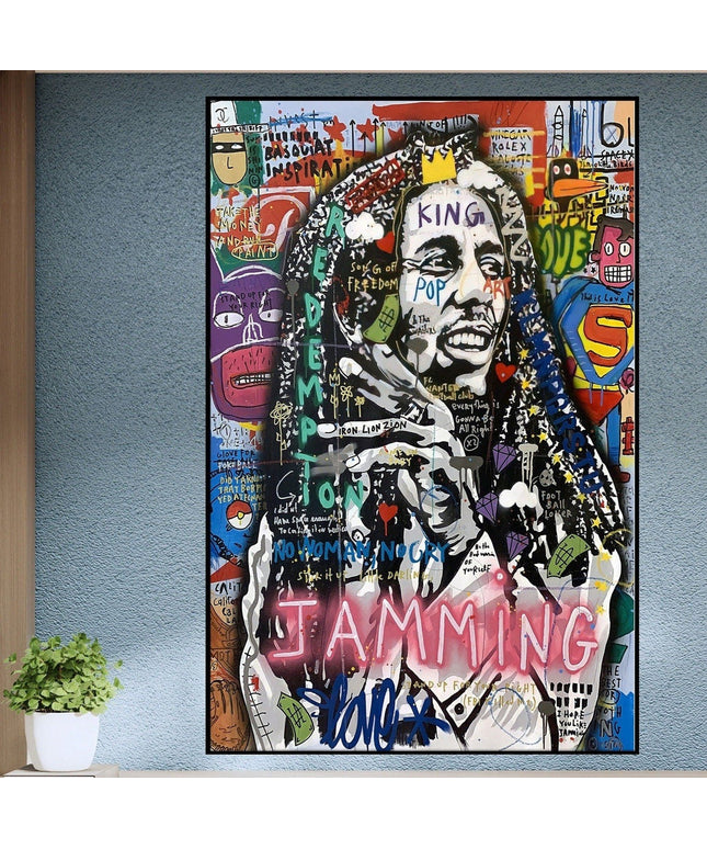 Reggae Legend - Bob Marley Graffiti Pop Art Poster Wall Poster