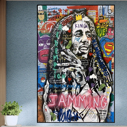 Reggae Legend - Bob Marley Graffiti Pop Art Poster Wall Poster