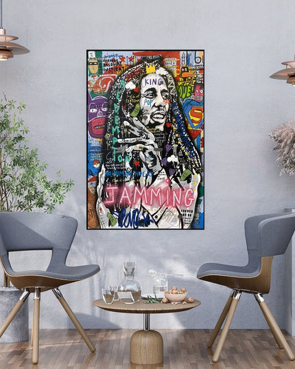 Reggae Legend - Bob Marley Graffiti Pop Art Poster Wall Poster