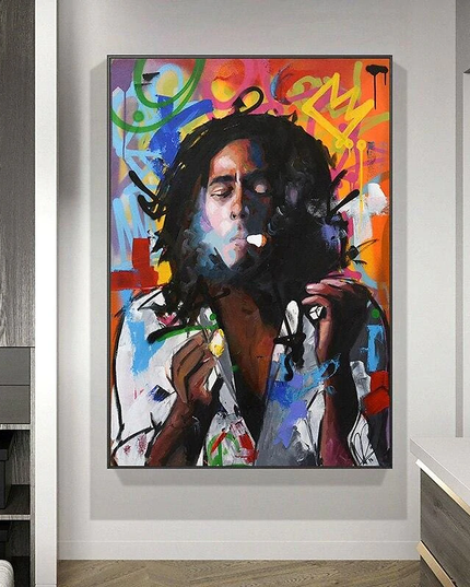 Reggae Legend: Bob Marley Graffiti Portrait Print Wall Poster