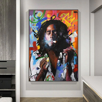 Reggae Legend: Bob Marley Graffiti Portrait Print Wall Poster