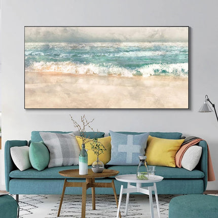 Riding the Waves: Serene Beach Surf Canvas Print 