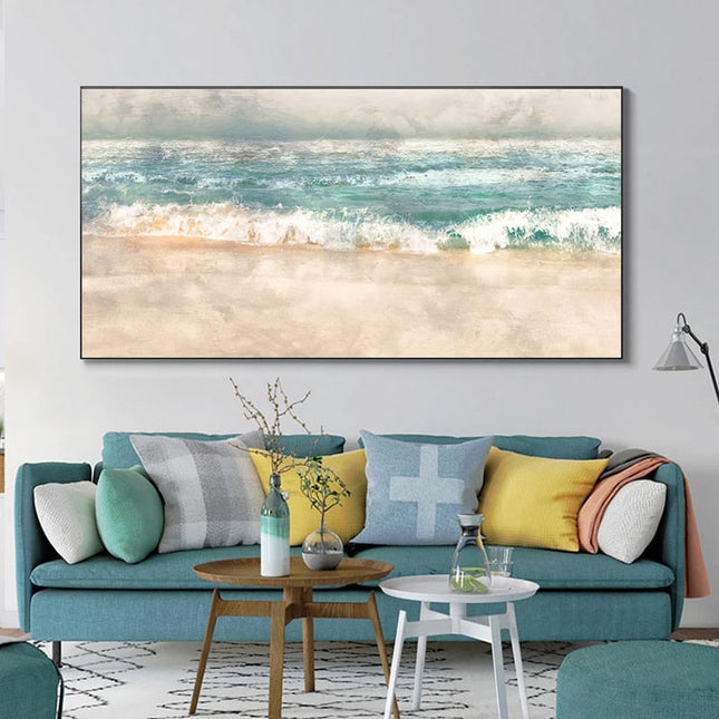 Riding the Waves: Serene Beach Surf Canvas Print 