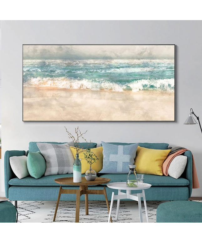 Riding the Waves: Serene Beach Surf Canvas Print 