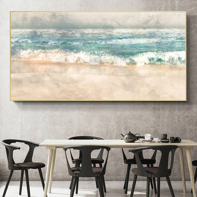 Riding the Waves: Serene Beach Surf Canvas Print 