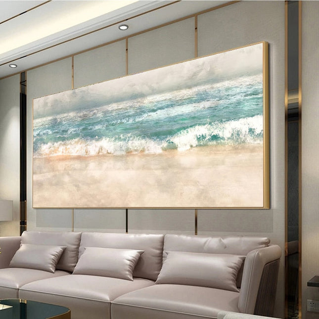 Riding the Waves: Serene Beach Surf Canvas Print 