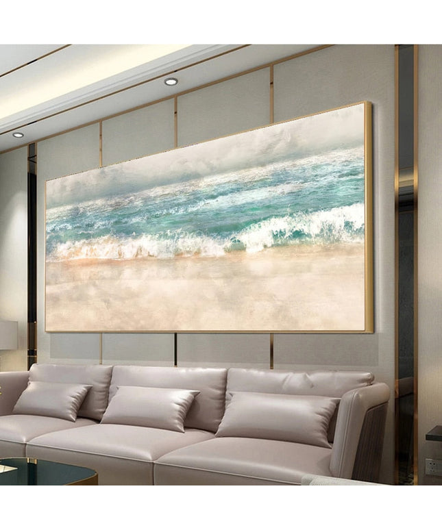 Riding the Waves: Serene Beach Surf Canvas Print 