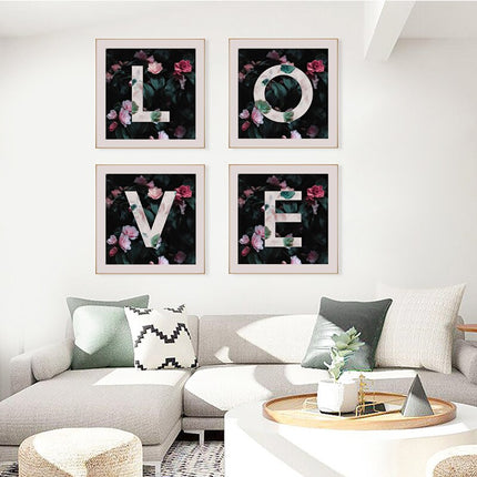 Romantic Blossoms: L O V E in Flower Canvas Print Wall Poster