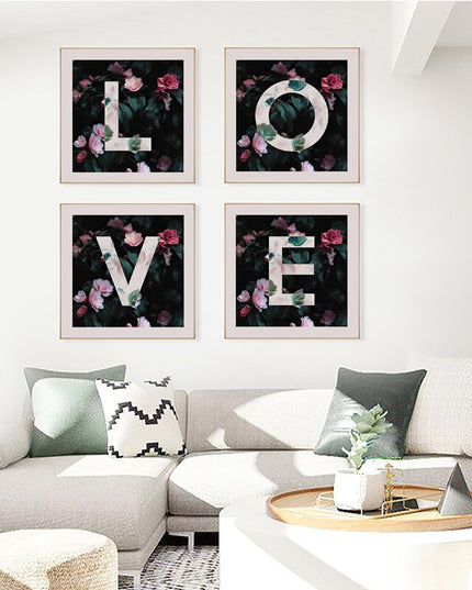 Romantic Blossoms: L O V E in Flower Canvas Print Wall Poster