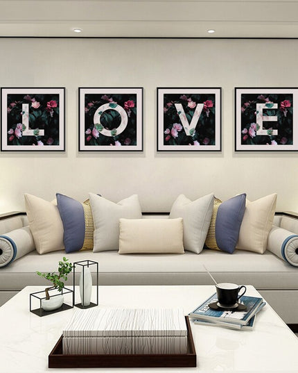 Romantic Blossoms: L O V E in Flower Canvas Print Wall Poster