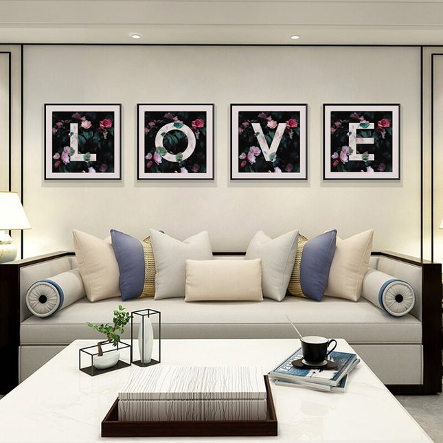 Romantic Blossoms: L O V E in Flower Canvas Print Wall Poster