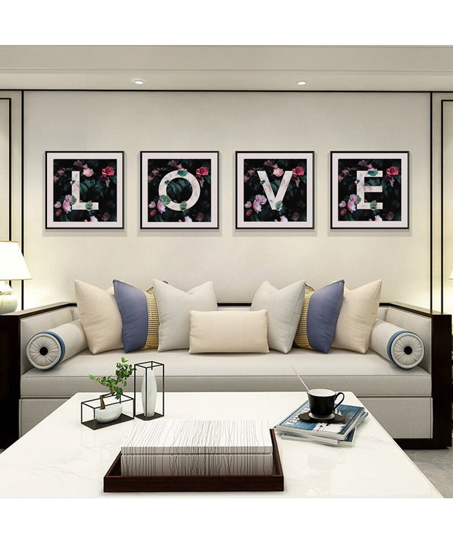 Romantic Blossoms: L O V E in Flower Canvas Print Wall Poster