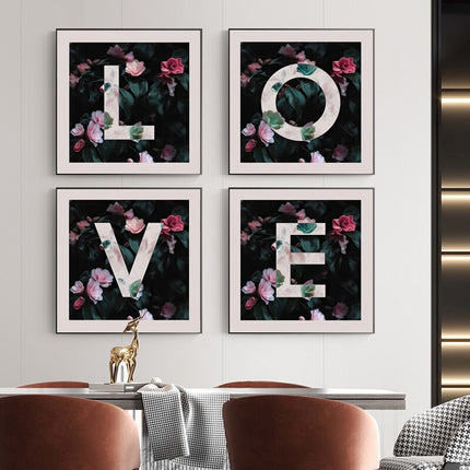 Romantic Blossoms: L O V E in Flower Canvas Print Wall Poster