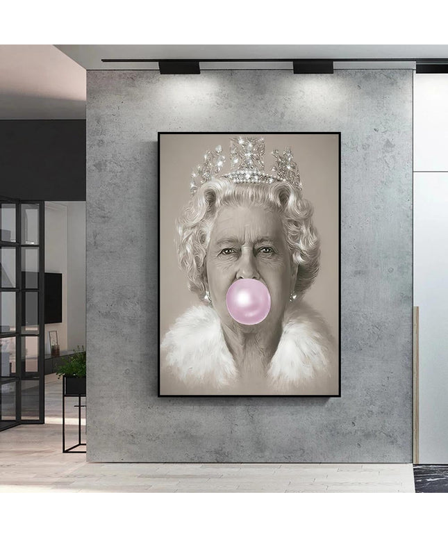 Royal Pop Art: Bubblegum Queen Elizabeth Canvas Poster 