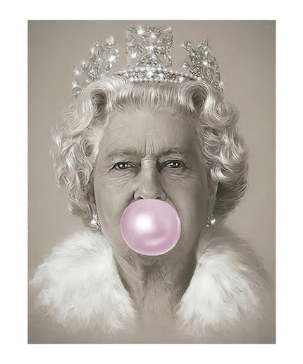 Royal Pop Art: Bubblegum Queen Elizabeth Canvas Poster 