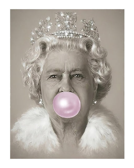 Royal Pop Art: Bubblegum Queen Elizabeth Canvas Poster 