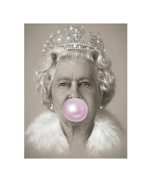 Royal Pop Art: Bubblegum Queen Elizabeth Canvas Poster 