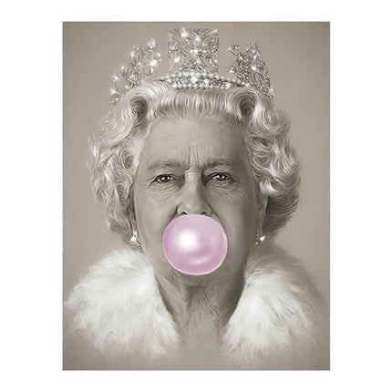 Royal Pop Art: Bubblegum Queen Elizabeth Canvas Poster 