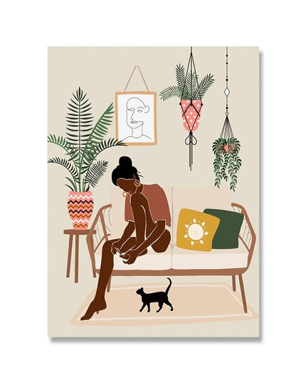 Soulful Expressions: African Woman Boho Art Print 