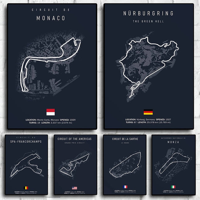 Speed and Precision: F1 Formula 1 Track Circuit Wall Poster 