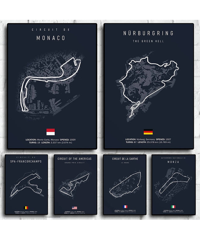Speed and Precision: F1 Formula 1 Track Circuit Wall Poster 