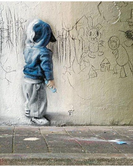Street Kids: Banksy Graffiti Canvas Print Wall Poster